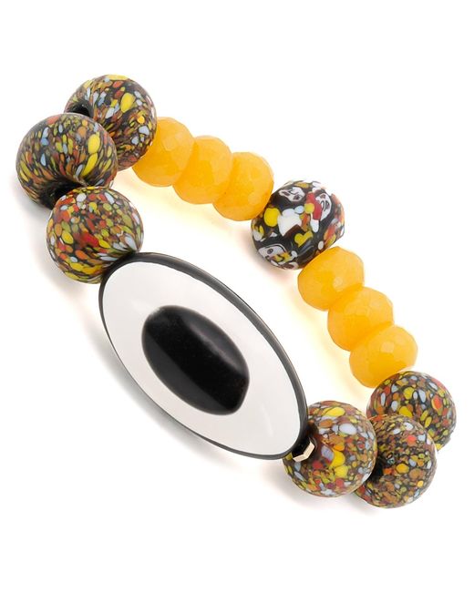 Ebru Jewelry Metallic Chunky Evil Eye African Beaded Bracelet