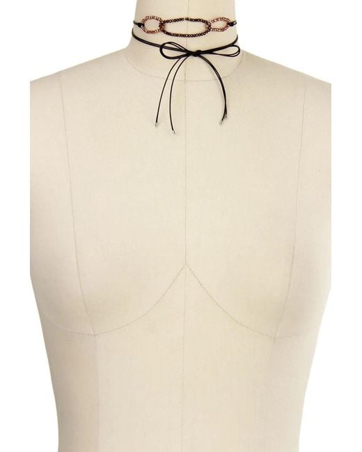 Saachi Brown 3-Oval Crystal Bead Ring Wrap Choker