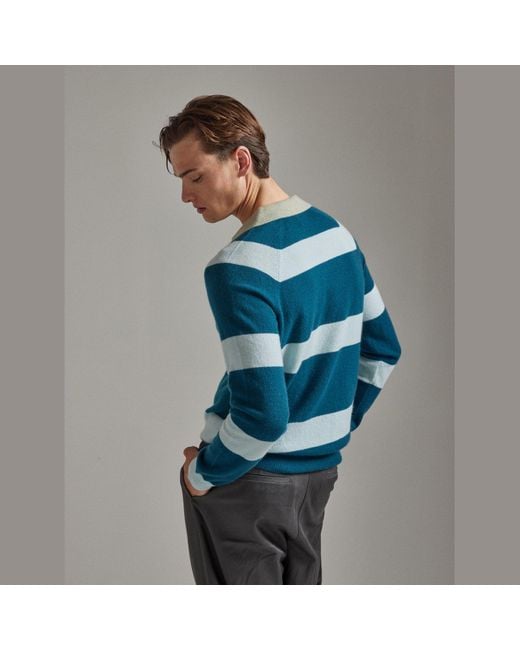 Salts Green Split Neck Polo Stripe Sweater