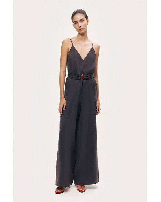 Nocturne Black V-Neck Spaghetti Strap Jumpsuit