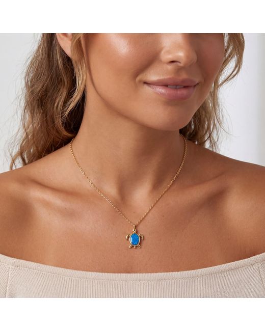 Latelita London Blue Sea Turtle Opal Pendant Necklace