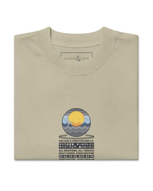 Anchor and Crew Natural Neutrals Faded Eucalyptus Ocean Drift Surf Explore Co. Oversized Cotton T-Shirt