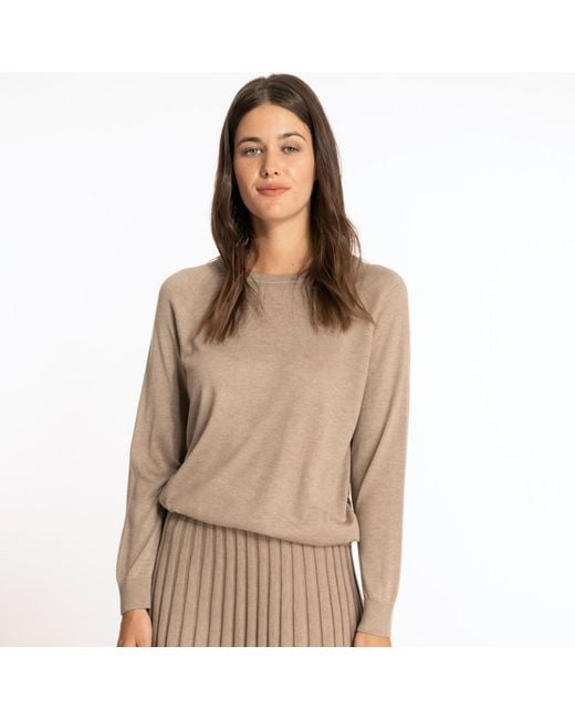 Bel Cashmere Gray Chelsea Cashmere And Silk Sand Sweater