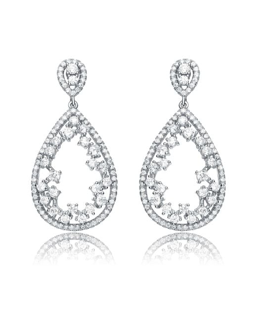 Genevive Jewelry Sterling Silver Teardrop Shaped Clear Cubic Zirconia ...