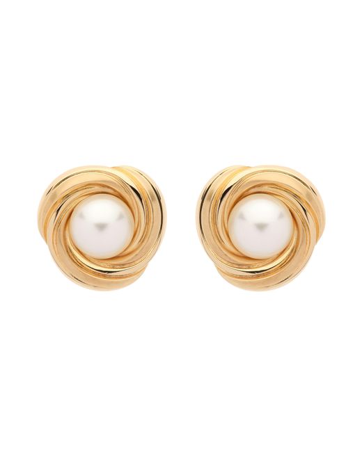 Emma Holland Jewellery Metallic Statement Swirl & Pearl Clip Earrings