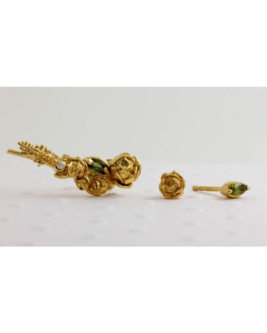 Lee Renee Metallic Rose Diamond & Tourmaline Slider Earring Single Rose Gold