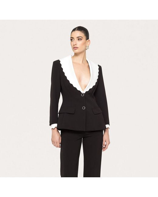 Nissa Black Single-Breasted Fitted Blazer