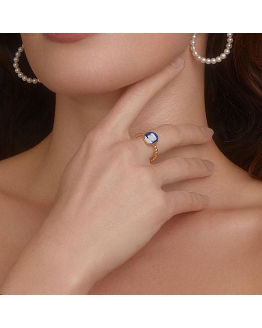 Vintouch Italy Blue Ginevra Mini Cameo Stacking Ring