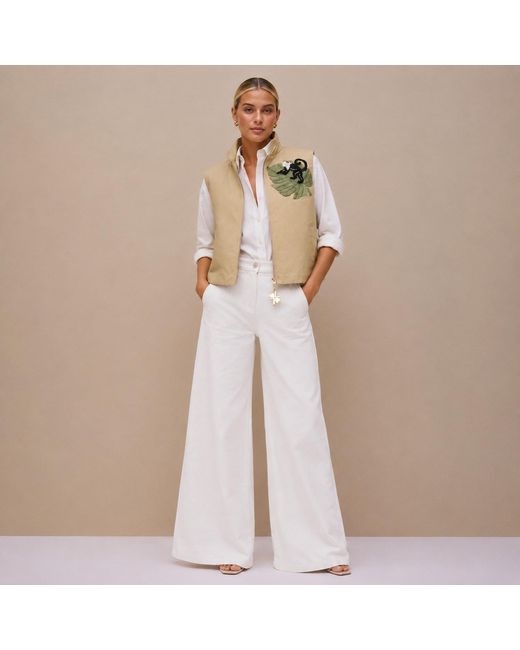 House of Laines London Natural Neutrals Laines Couture Hand Embellished Monkey Cropped Trench Gilet