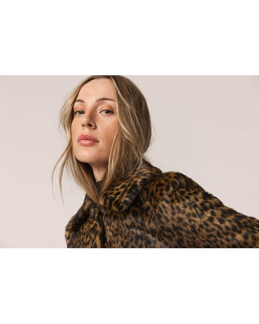 ISSY LONDON Brown Isla Vegan Faux Fur Jacket Cheetah