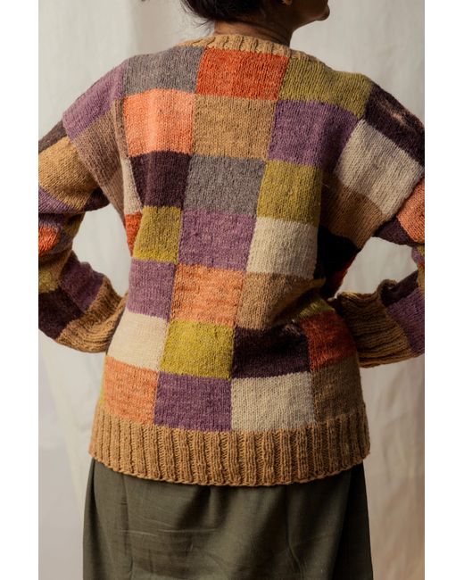 Charkha & Loom Brown Monal Patchwork Pullover Multicolour