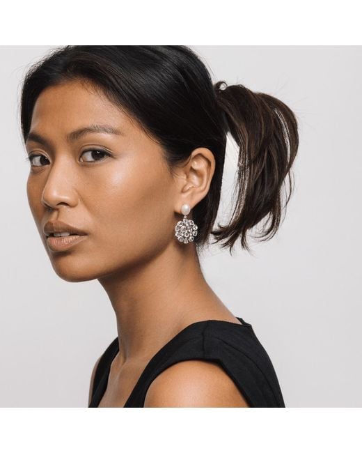 Lulu B London Metallic Topaz & Pearl Statement Stud Drop Earrings