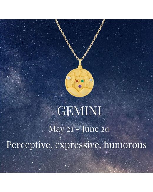 Azura Jewelry New York Metallic Gemini Zodiac Mantra Necklace Vermeil