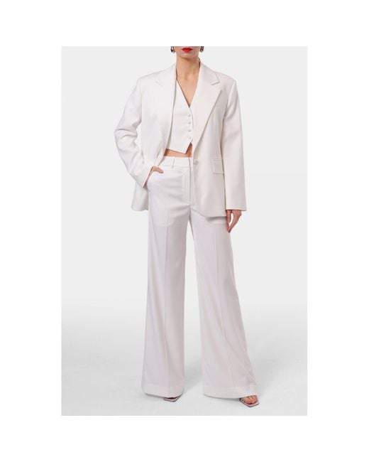 AGGI by HALEWSKI White Franzi Off Wide Suit Trousers