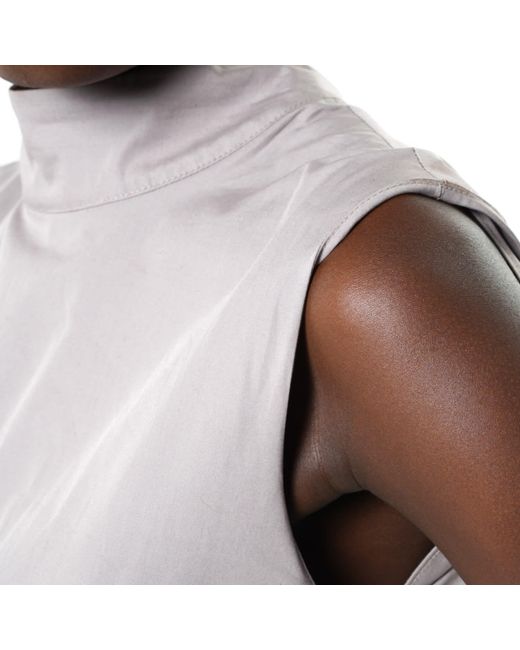 Metamorph Gray Sleeveless Pleated Tunic With Front Pocket