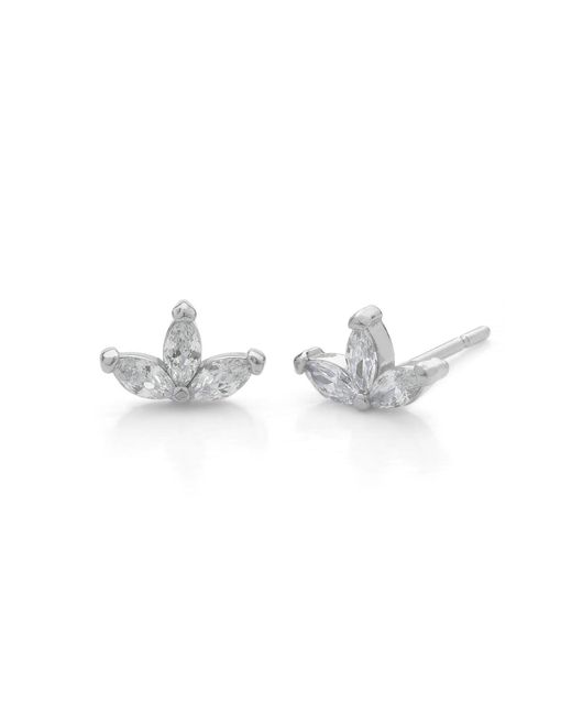 Nellou Jewellery Metallic Trio Leaf Stud Earrings Sterling