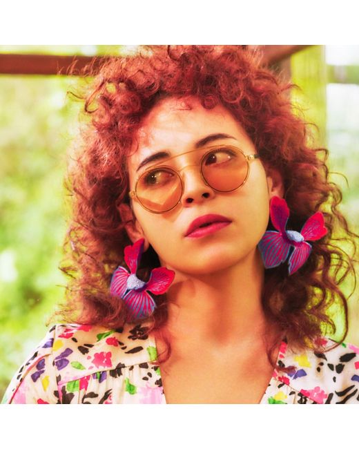 Nana Watanabe Click Flora Folded Dimensional Embroidered Earrings