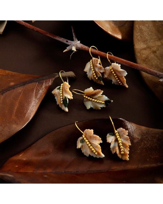 Milou Jewelry Metallic Agate Leaf Earrings