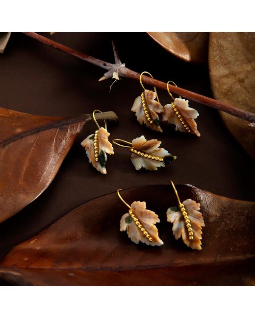 Milou Jewelry Metallic Agate Leaf Earrings