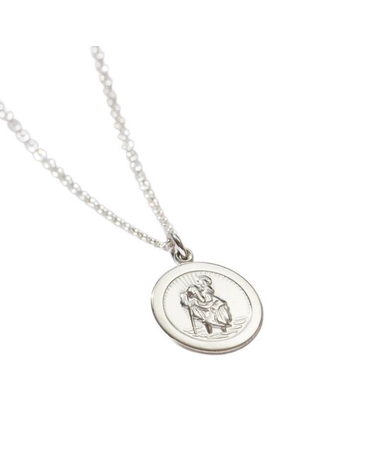 Posh Totty Designs Metallic Mini Sterling St Christopher Necklace for men