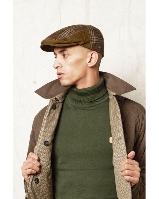 Dasmarca Hats Brown Luis Tweed Checks Italian Flat Cap for men