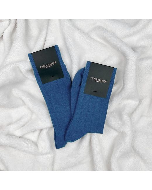 Peper Harow - Made in England Blue Indulgent Cashmere Socks for men