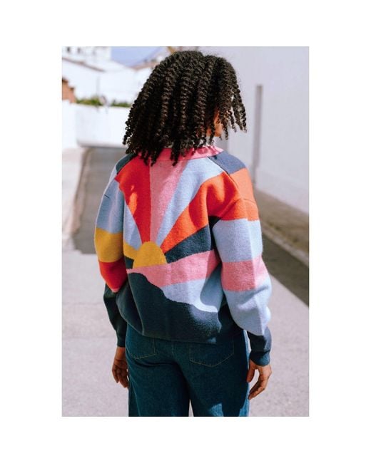 Sugarhill Blue Solana Knitted Bomber Multi, Sunrays