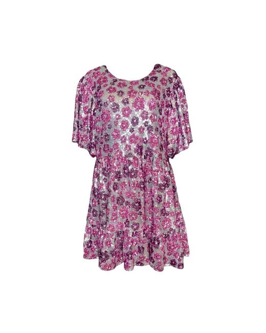 Laura Citron Purple Glitter Garden Babydoll Dress