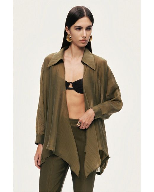 Nocturne Green Neutrals Fluid Open-Front Shirt