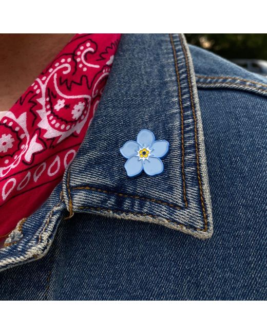 Make Heads Turn Blue Enamel Pin Forget Me Not Flower