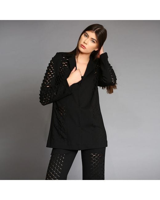 Silvia Serban Black Dragon Skin Laser Cut Suit