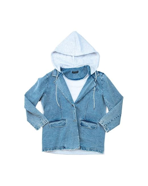Circular Path Blue Hooded Denim Blazer