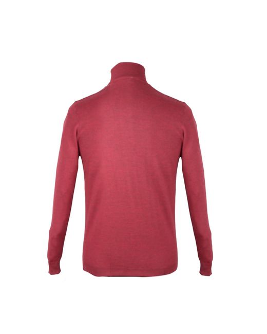 DAVID WEJ Red Harry Wool Roll Neck Jumper for men