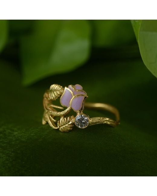 Emma Chapman Jewels Metallic Rose Enamel Diamond Ring