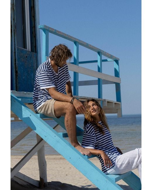 SALANIDA Blue Energia Ripped Linen T-Shirt