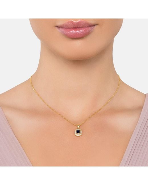 Latelita London Metallic Whistledown Gemstone Pendant Necklace Sapphire