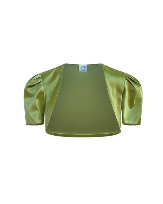 Why Mary Green Victoria Chartreuse Satin Bolero Jacket