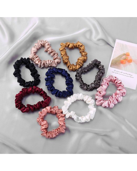 Soft Strokes Silk Metallic Pure Mulberry Silk Mini Scrunchie Set Of Five