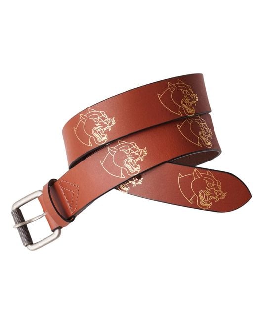 VIDA VIDA Brown Panther Dark Tan Leather Belt for men