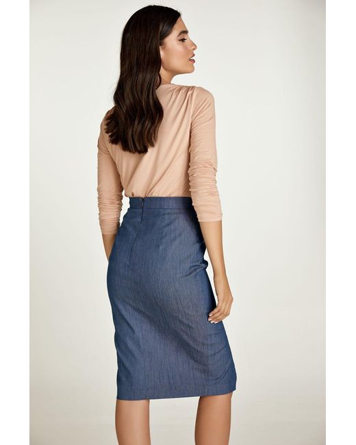 Conquista Blue Denim Style Pencil Skirt