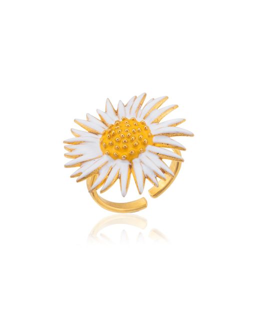 Milou Jewelry White Sunflower Adjustable Ring