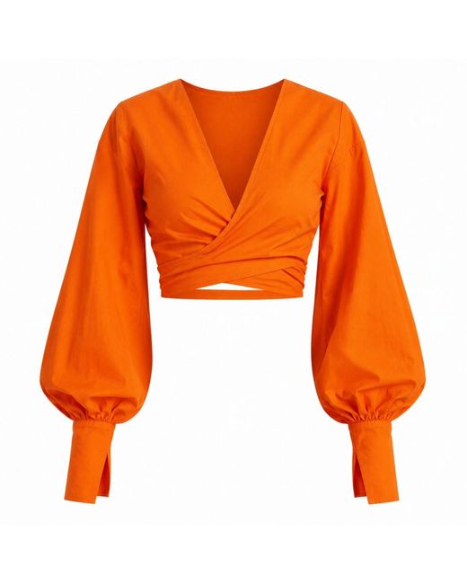 Ofuure Orange Dana Wrap Top