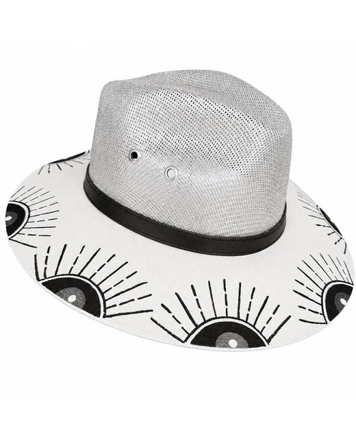 Bella Soul Gray Platinum Eye Painted Jute Hat