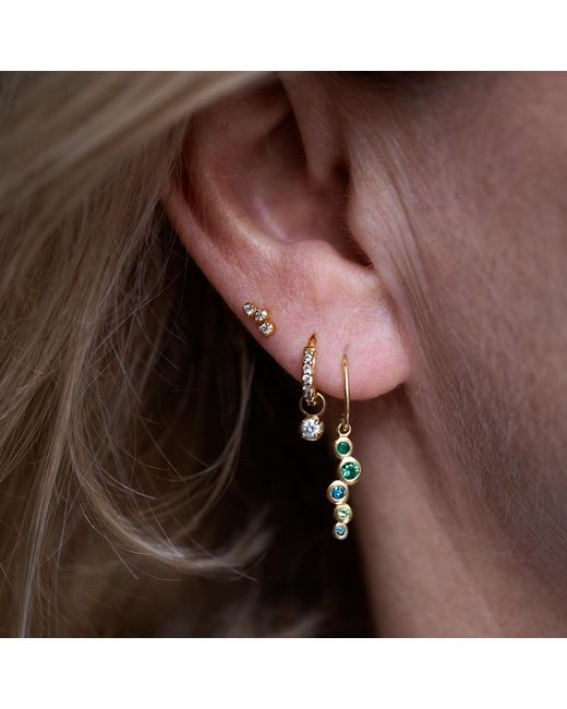 Dower & Hall Metallic Solid & Emerald Small Cascade Earrings