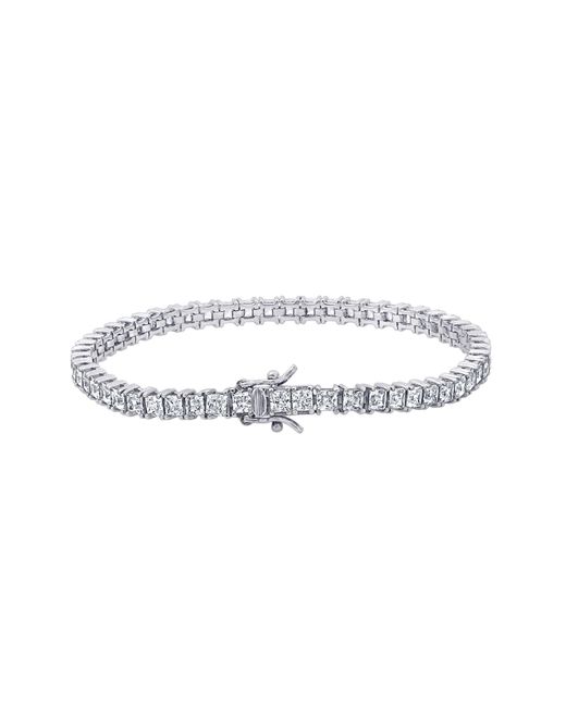 Diamonbliss Metallic Classic Three Millimeter Princess Cut Tennis Bracelet, Platinum