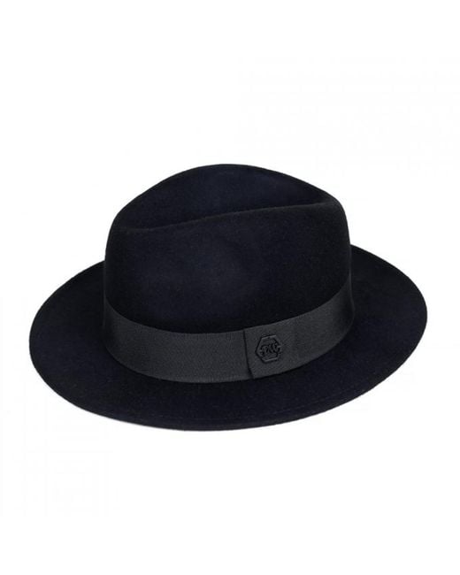 DAVID WEJ Blue Wool Fedora Hat – for men