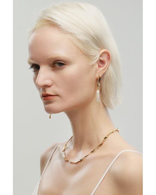 Classicharms Metallic Asymmetrical Molten Baroque Pearl Earrings