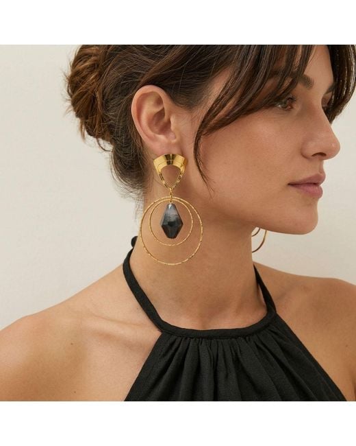 Jaredjamin Metallic Valencia Agate Drop Earrings