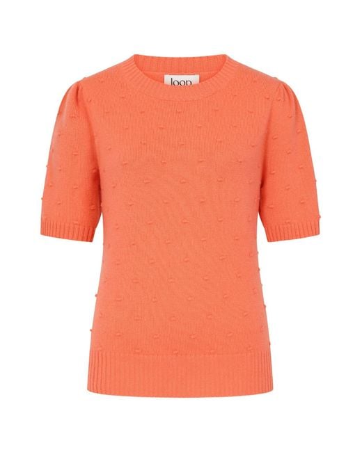 Loop Cashmere Orange Bobble Puff Sleeved Sweater