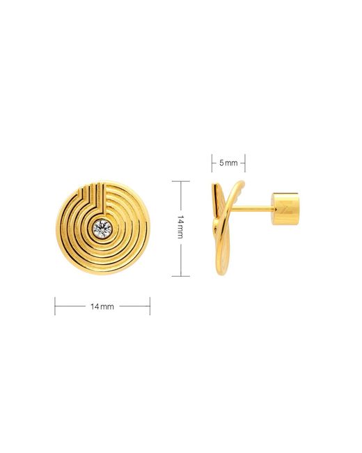 Meulien Metallic Open Twist Disc Stud Earrings With Engraved Circles And Cz